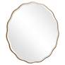 Aneta Aged Gold Scalloped 42" Round Modern Oversized Wall Mirror