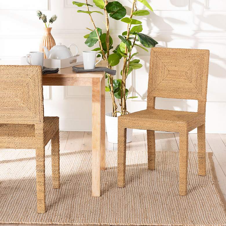 Image 3 Anfield Natural Seagrass Mahogany Dining Chair more views
