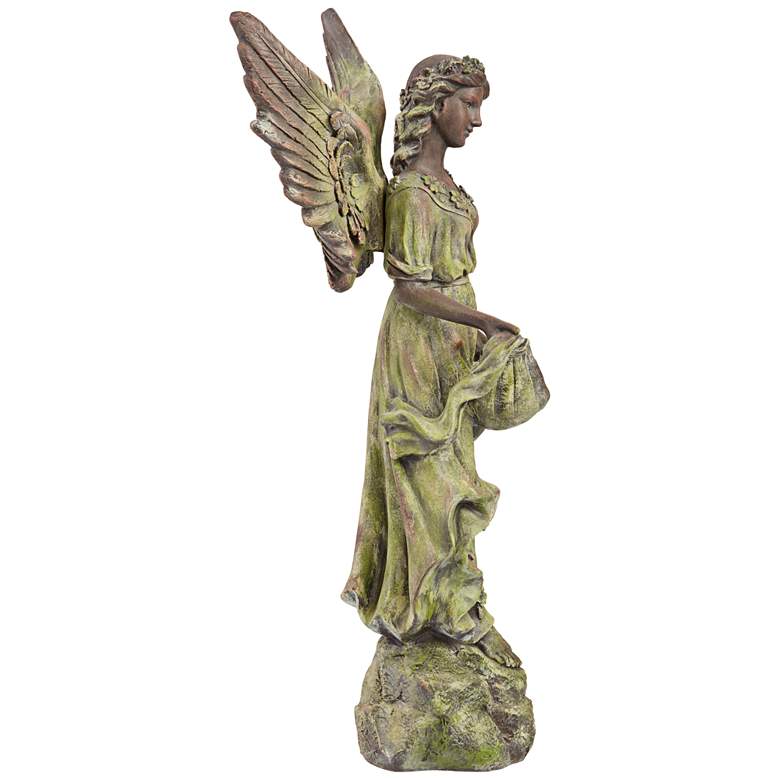 Image 7 Angel 31 inch High Bronze and Green Moss Indoor-Outdoor Statue more views