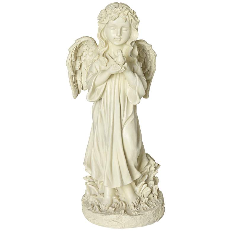 Image 1 Angel With Bird 12 inch High Sculpture