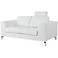 Angela 87" Wide White Leather and Stainless Steel Sofa