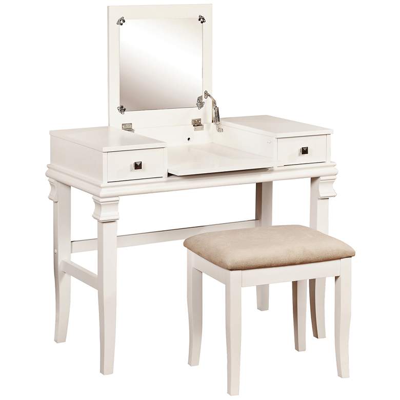 Image 1 Angela White 2-Piece Vanity Table Set
