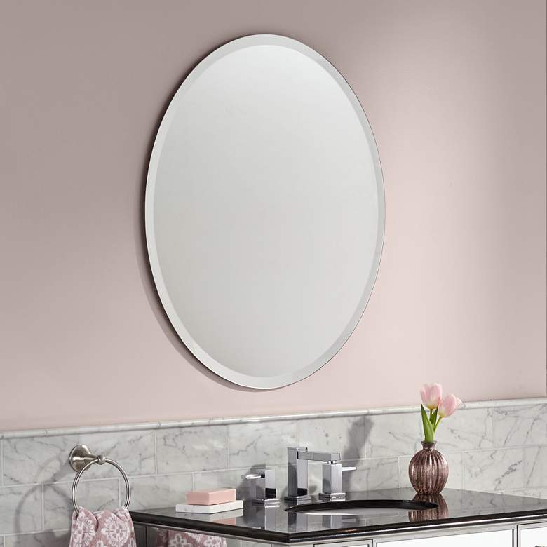 Image 1 Angelica 28 inch x 32 inch Frameless Beveled Oval Mirror