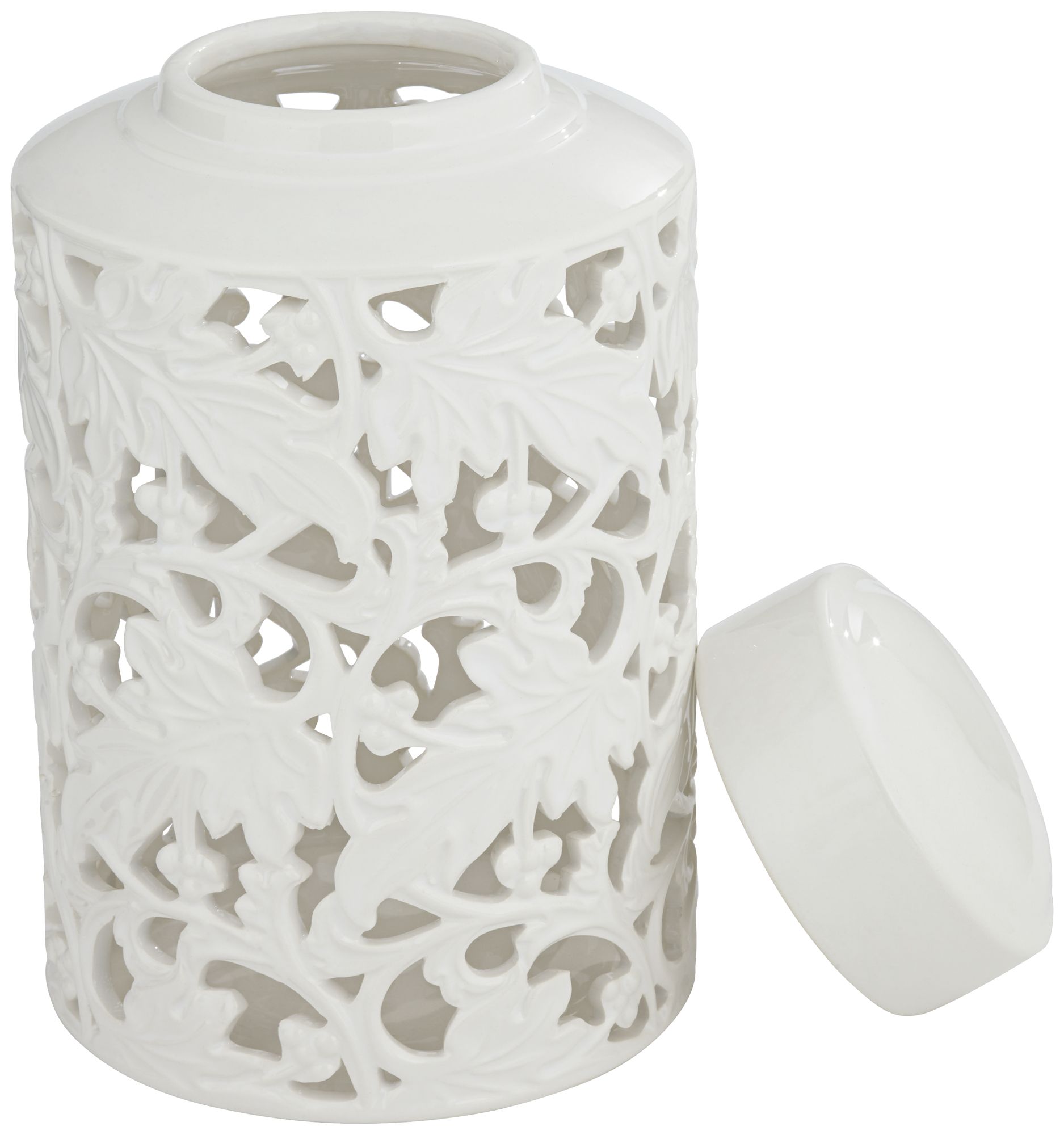 Image 5 Angelique 12" High White Ceramic Ginger Jar with Lid more views