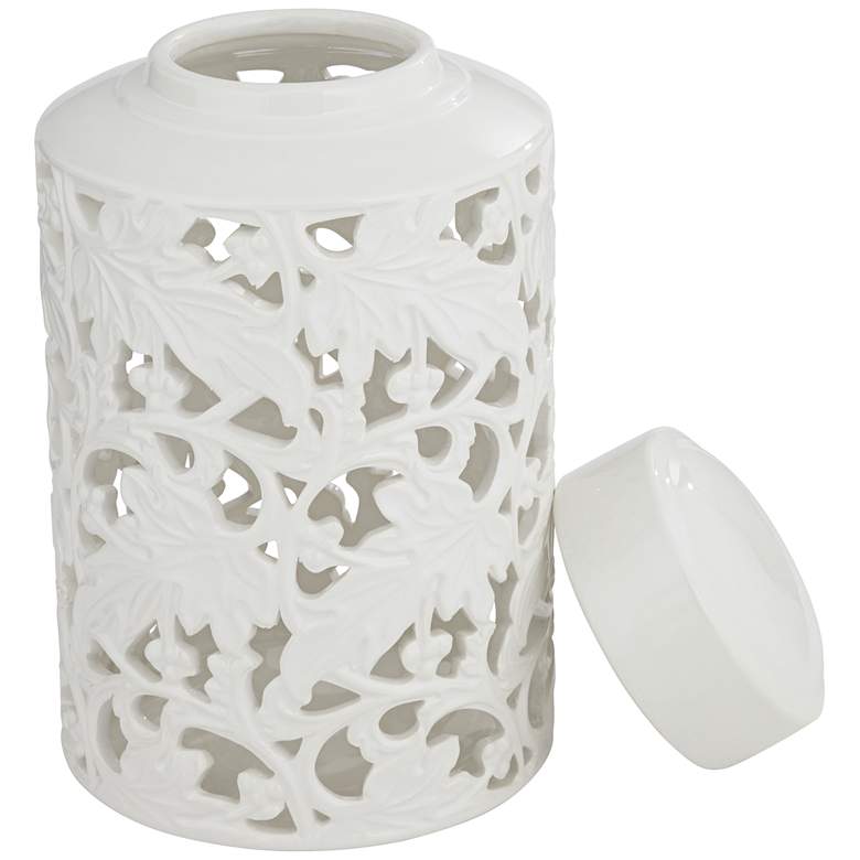 Image 5 Angelique 12" High White Ceramic Jar with Lid more views