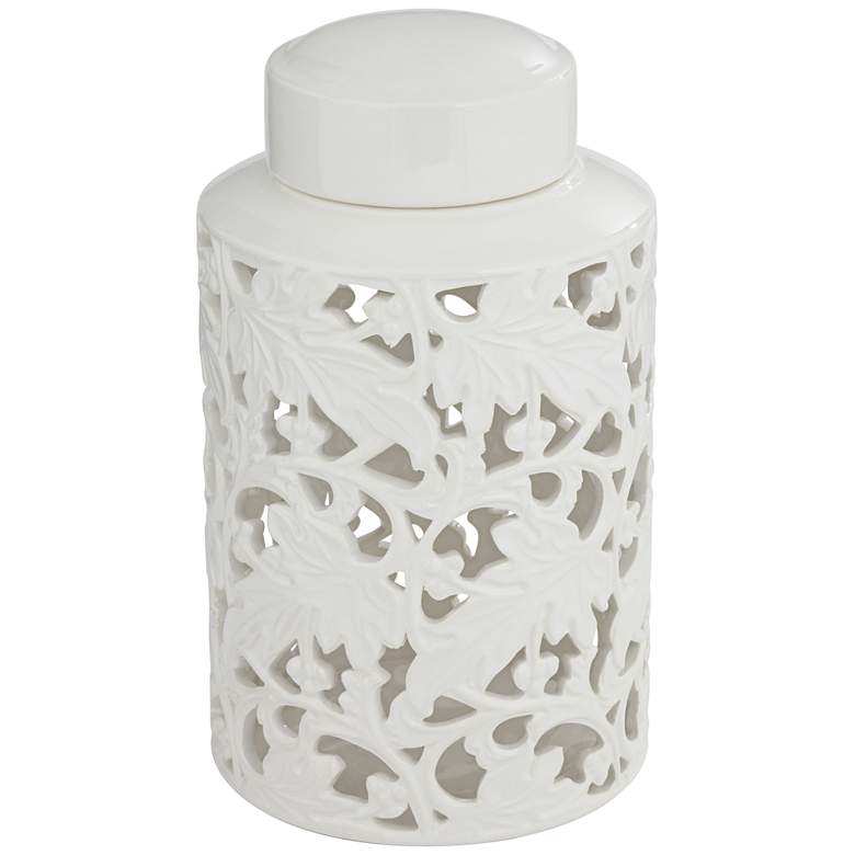 Image 6 Angelique 12" High White Ceramic Jar with Lid more views