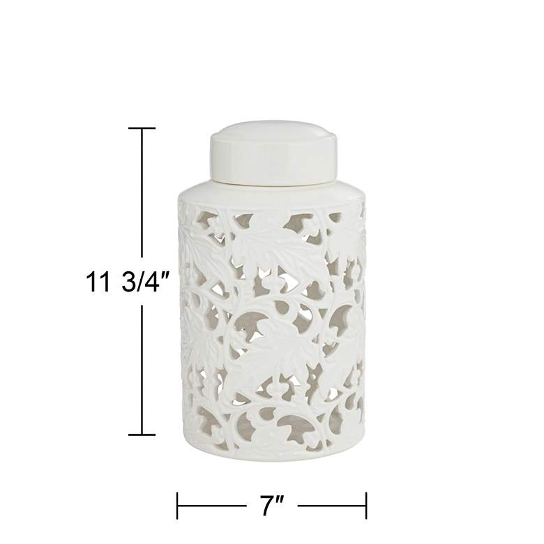 Image 7 Angelique 12" High White Ceramic Jar with Lid more views