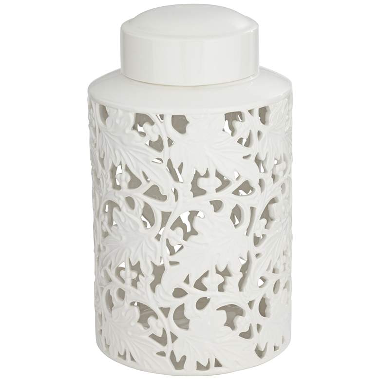 Image 3 Angelique 15 3/4" High White Ceramic Jar with Lid