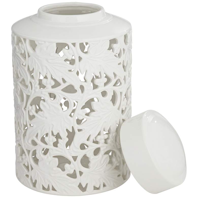 Image 5 Angelique 15 3/4" High White Ceramic Jar with Lid more views