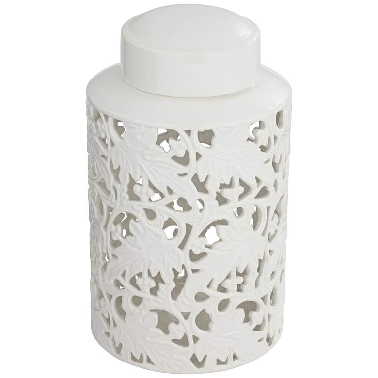 Image 6 Angelique 15 3/4" High White Ceramic Jar with Lid more views