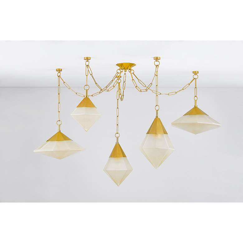 Image 6 Angelique 58 1/2"W Vintage Polished Brass 5-Light Chandelier more views