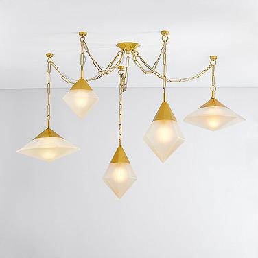 Angelique 58 1/2"W Vintage Polished Brass 5-Light Chandelier