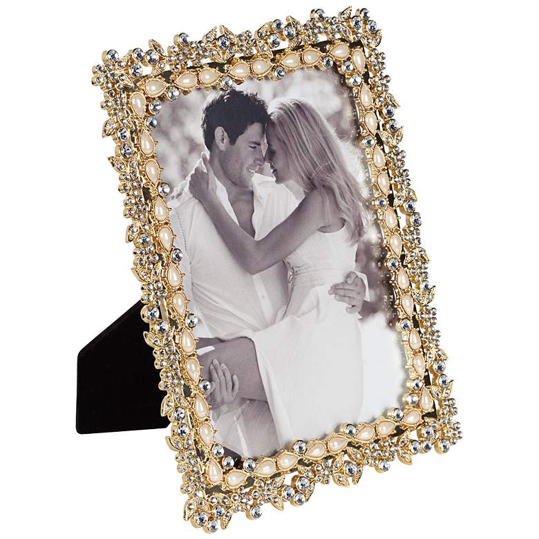 Image 1 Angelique Gold and Pearl 5 inchx7 inch Photo Frame