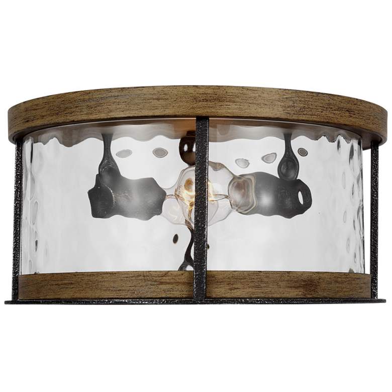 Image 1 Angelo 13 3/4"W Weathered Oak and Slate Gray Ceiling Light