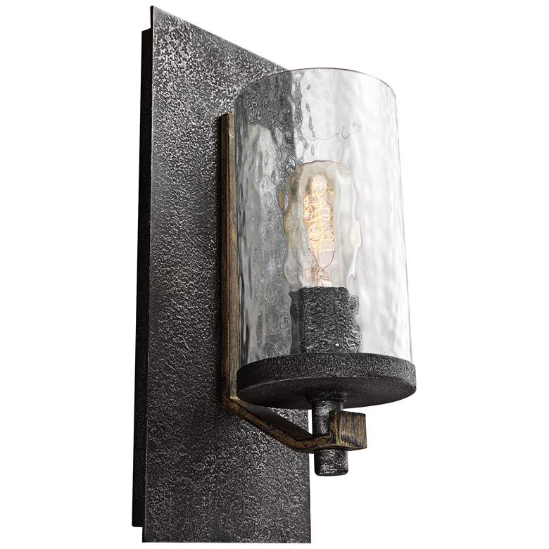 Image 2 Angelo 13 inchH Weathered Oak and Slated Gray Metal Wall Sconce