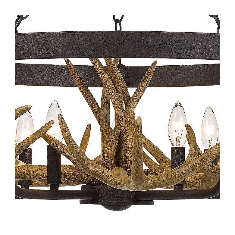 Image 3 Angelo 26 3/4 inch Wide Iron Metal 5-Light Antler Chandelier more views