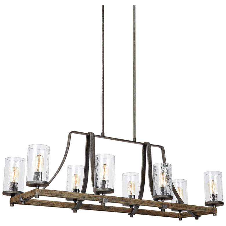 Image 2 Angelo 46 inch Wide Weathered Oak Kitchen Island Light Chandelier