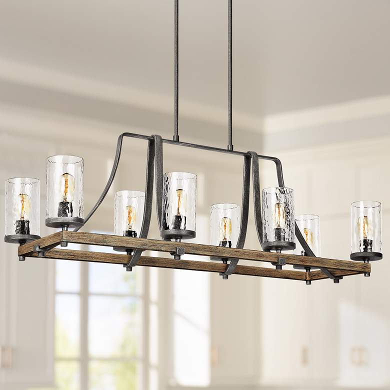 Image 1 Angelo 46 inch Wide Weathered Oak Kitchen Island Light Chandelier