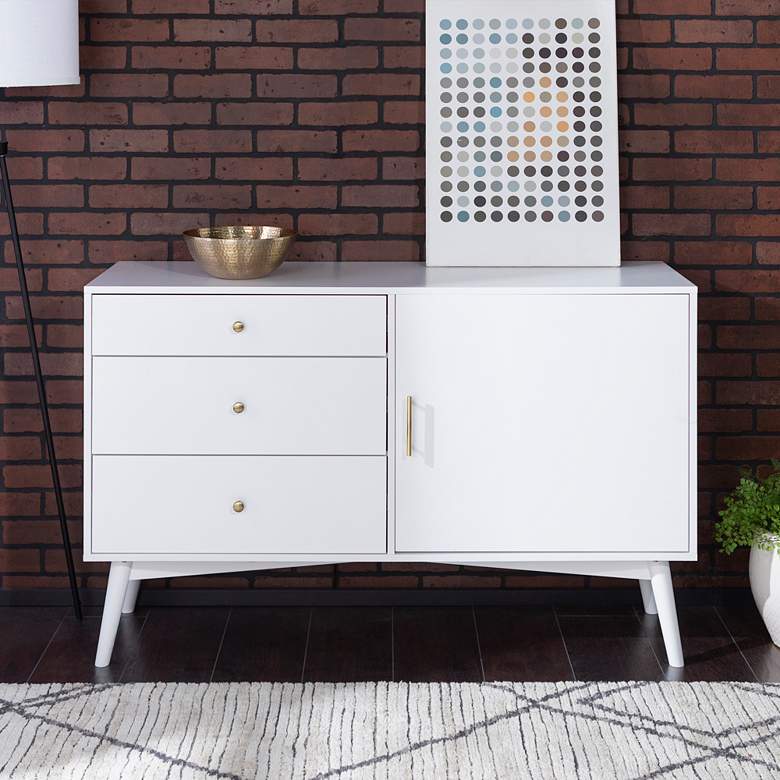 Image 1 angelo:HOME 52" Wide White 3-Drawer Wood TV Stand