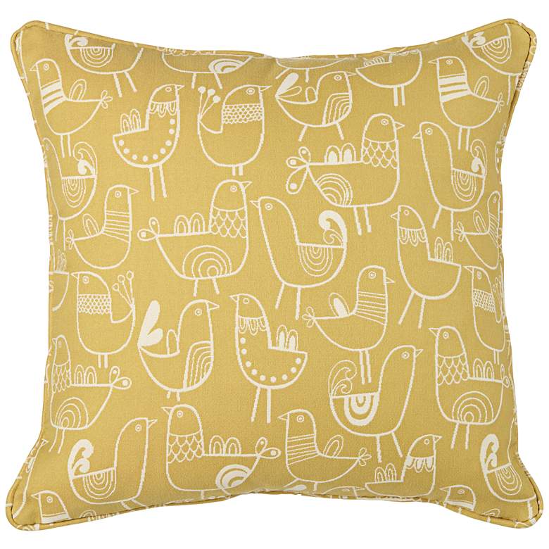 Image 1 angelo:HOME Bird Flock 18 inch Square Yellow and Cream Pillow