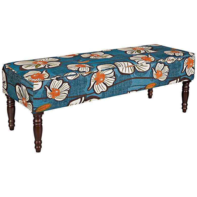 Image 1 angelo:HOME Brighton Hill Large Teal Floral Bench Ottoman
