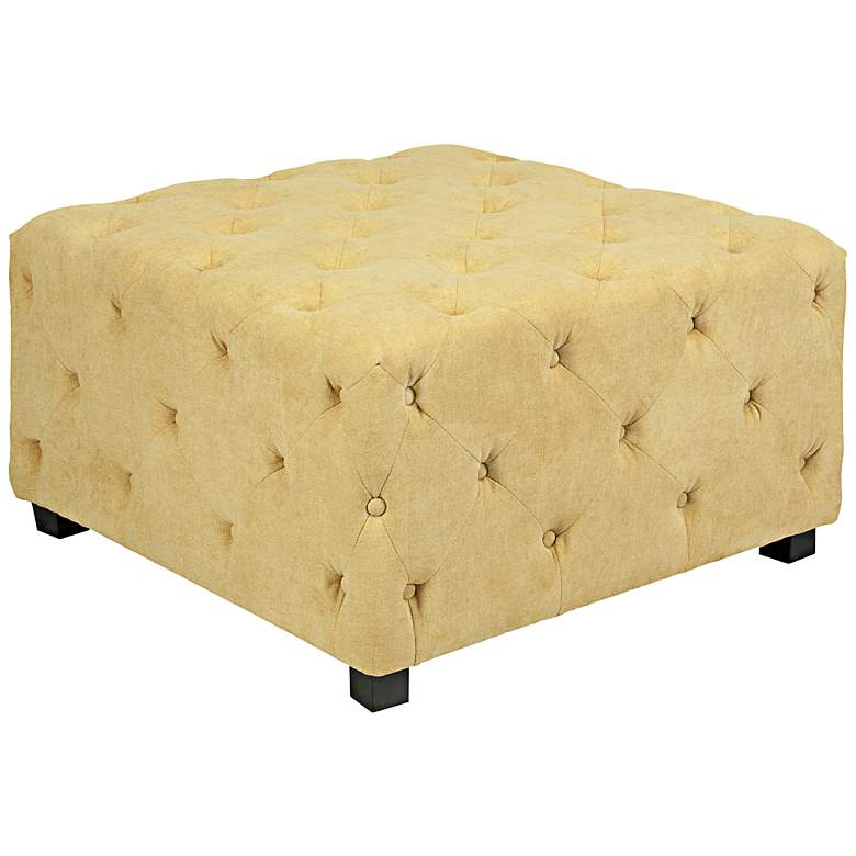 Image 1 angelo:HOME Duncan Large Parisian Butter Yellow Ottoman