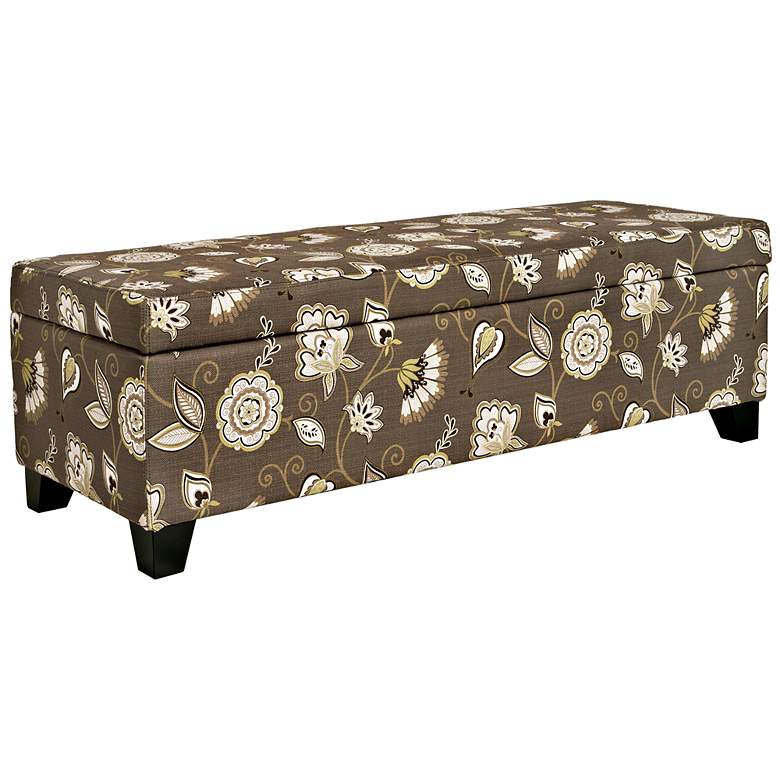 Image 1 angelo:HOME Kent Vintage Cocoa Brown Floral Storage Ottoman