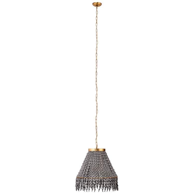 Image 2 Angelou 20 inch Wide Gold Metal Gray Beaded Wood Chandelier more views