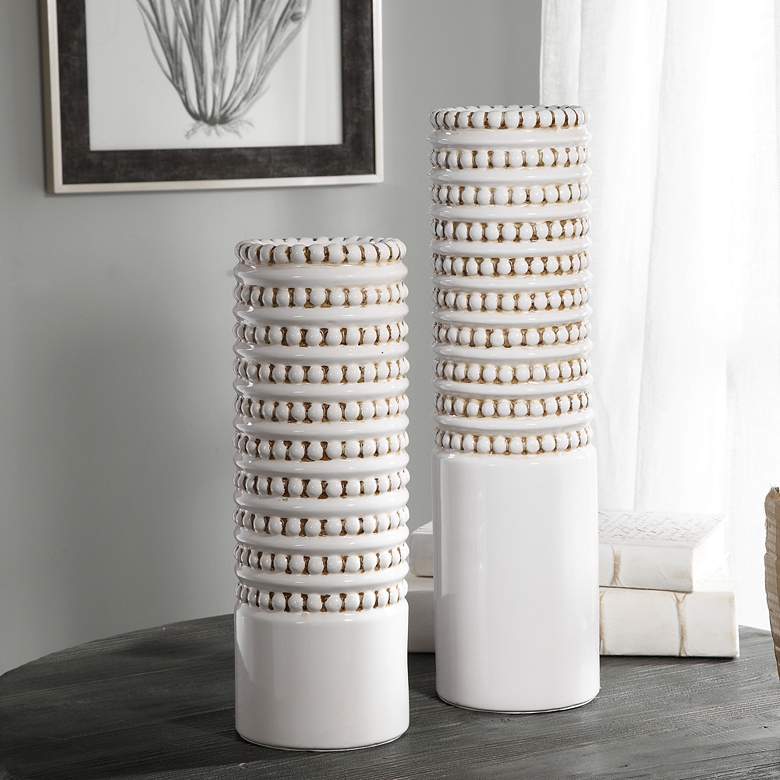 Angelou White Ceramic Vase Set of 2