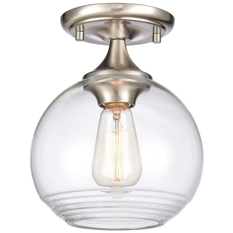 Image 1 Angie 8" Wide 1-Light Semi Flush Mount - Satin Nickel