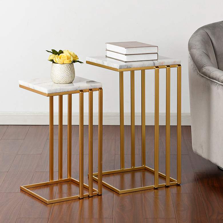 Image 1 Angie Antique Gold Nesting End Tables Set of 2
