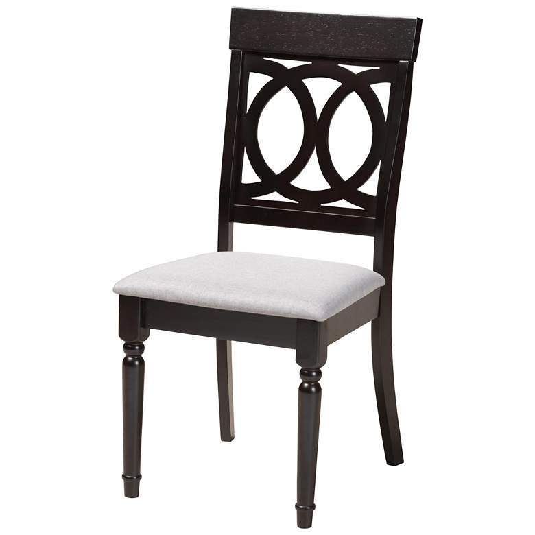 Image 7 Angie Gray Fabric and Dark Brown Wood 5-Piece Dining Set more views