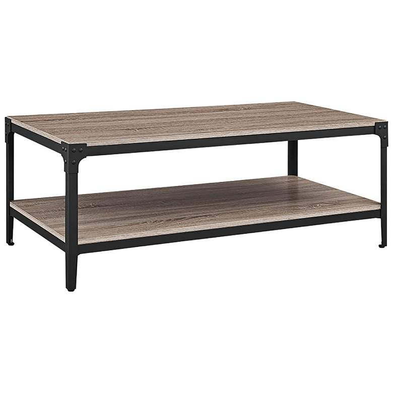 Image 1 Angle Iron 48 inch Wide Gray Driftwood and Metal Coffee Table