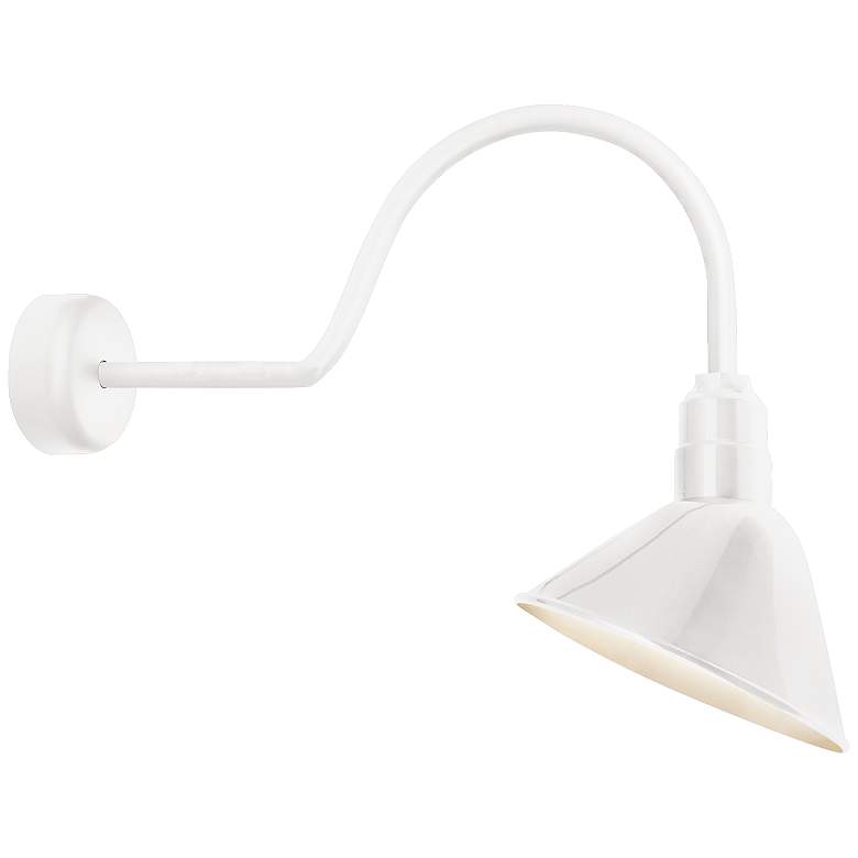 Image 1 Angle Reflector 24 1/2 inch High Gloss White Outdoor Wall Light