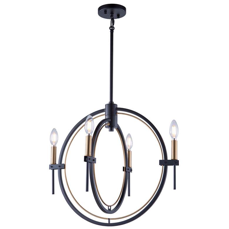 Image 1 Anglesey 4-Light Matte Black and Harvest Brass Metal Chandelier
