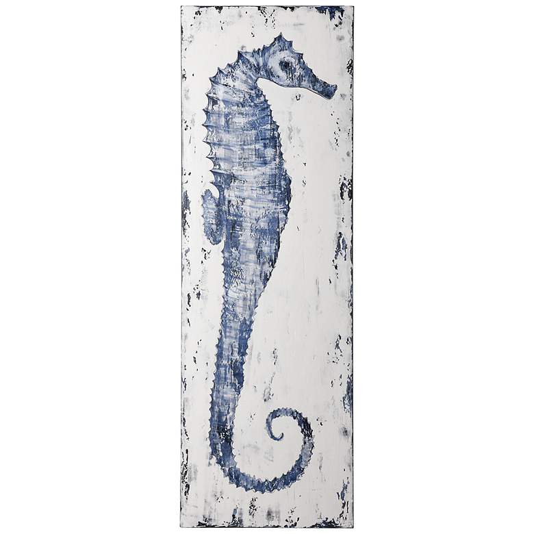 Anglo Rustic Seahorse 59&quot; High Blue Canvas Wall Art