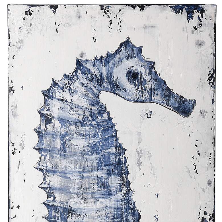 Image 2 Anglo Rustic Seahorse 59" High Blue Canvas Wall Art more views