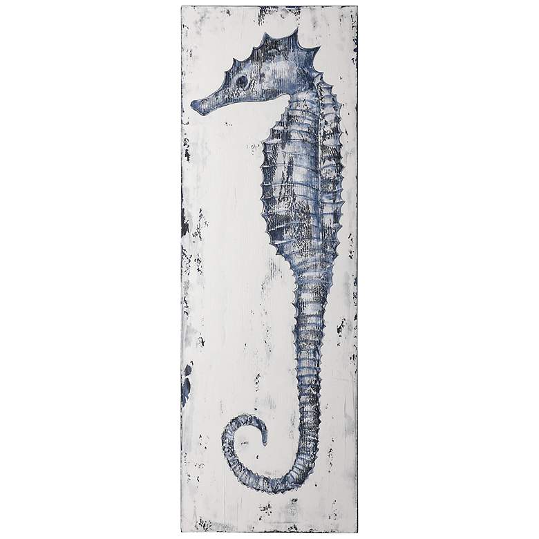 Image 1 Anglo Rustic Seahorse II 59 inch High Blue Canvas Wall Art