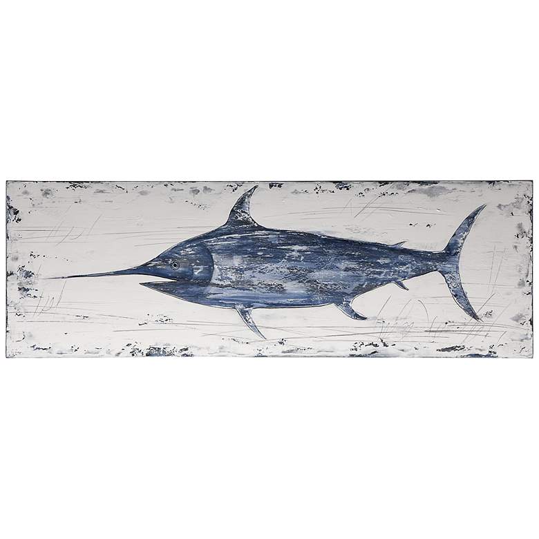 Image 1 Anglo Rustic Swordfish 59" Wide Blue Canvas Wall Art
