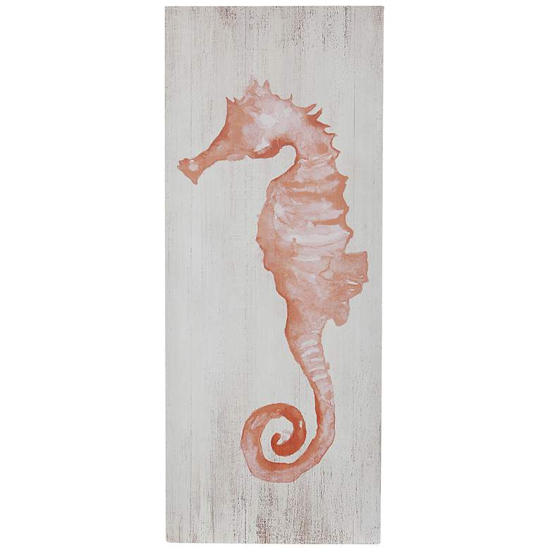Image 1 Anglo Sea Life I 40 inch High Coral Seahorse Wood Wall Art