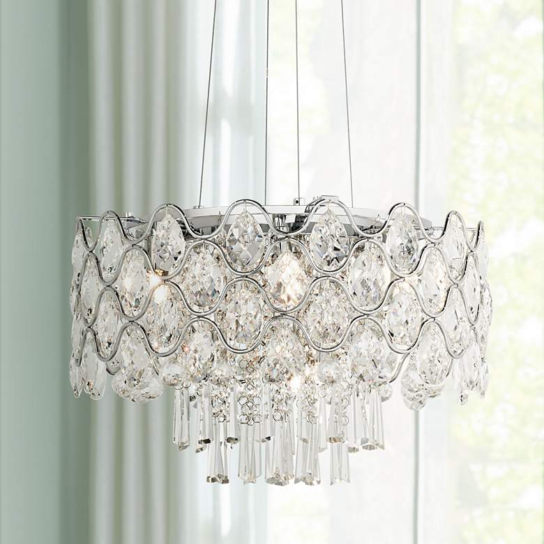 Image 2 Angotti 9-Light 19 inch Round Modern Luxe Crystal Chandelier