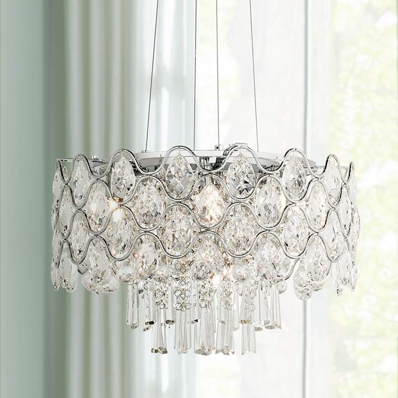 Image 1 Angotti 9-Light 19 inch Round Modern Luxe Crystal Chandelier