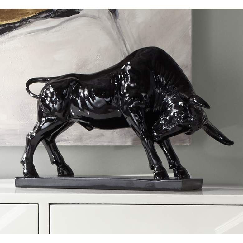 Image 1 Angry Black Bull 11 3/4 inch High Figurine