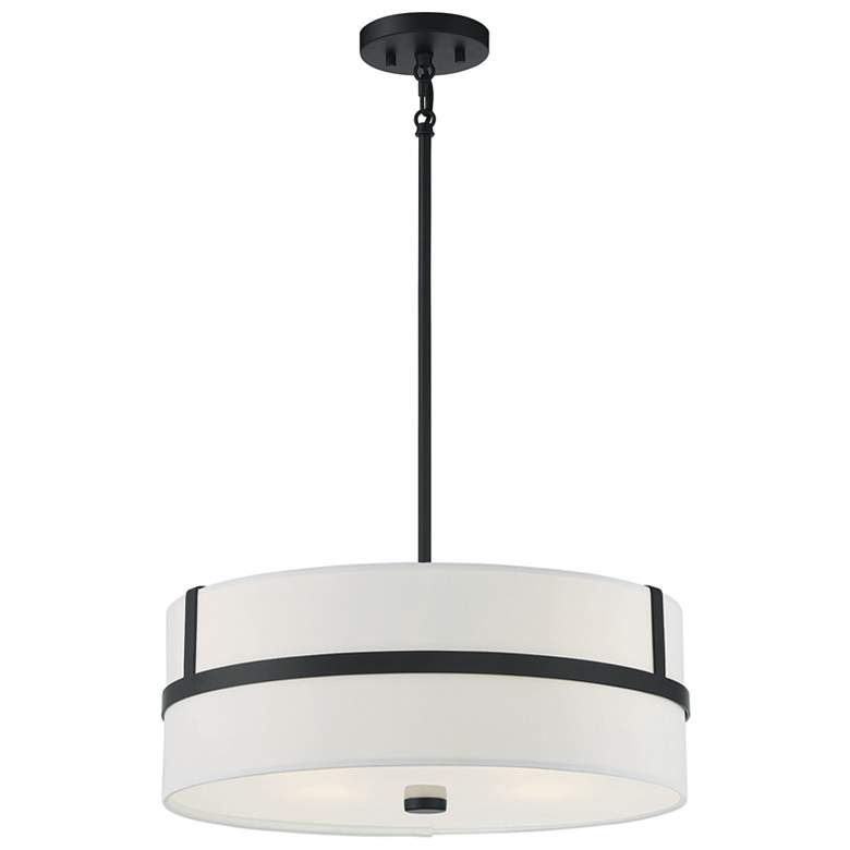 Image 1 Angus 20" Wide Matte Black and White Drum Pendant Light