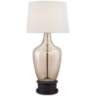Ania Champagne Glass Jar Table Lamp With Black Round Riser