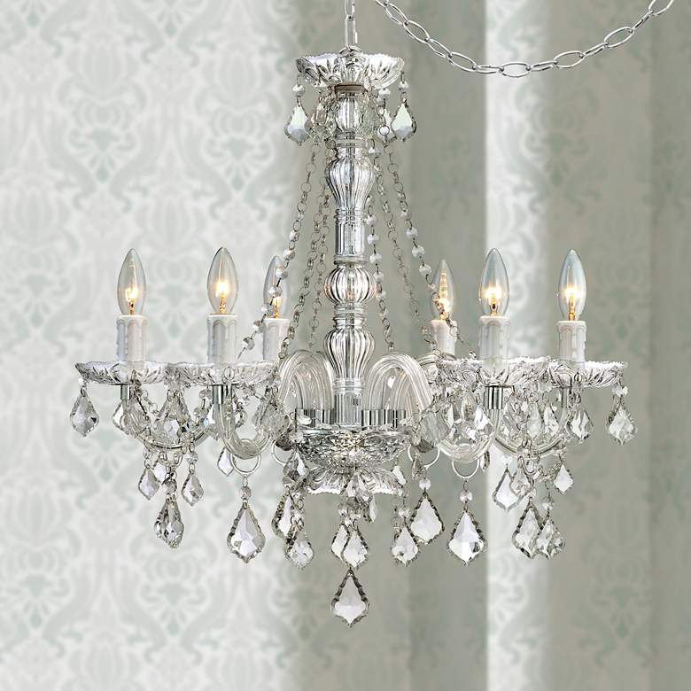 Image 1 Anibal Clear Glass and Acrylic Plug-In Swag Chandelier