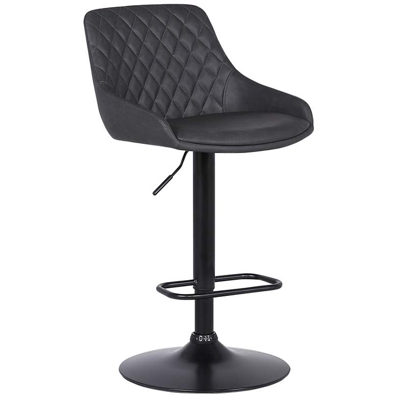 Image 1 Anibal Gray Faux Leather Adjustable Swivel Tufted Bar Stool