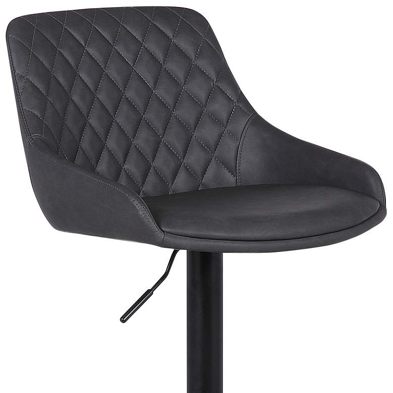 Image 2 Anibal Gray Faux Leather Adjustable Swivel Tufted Bar Stool more views