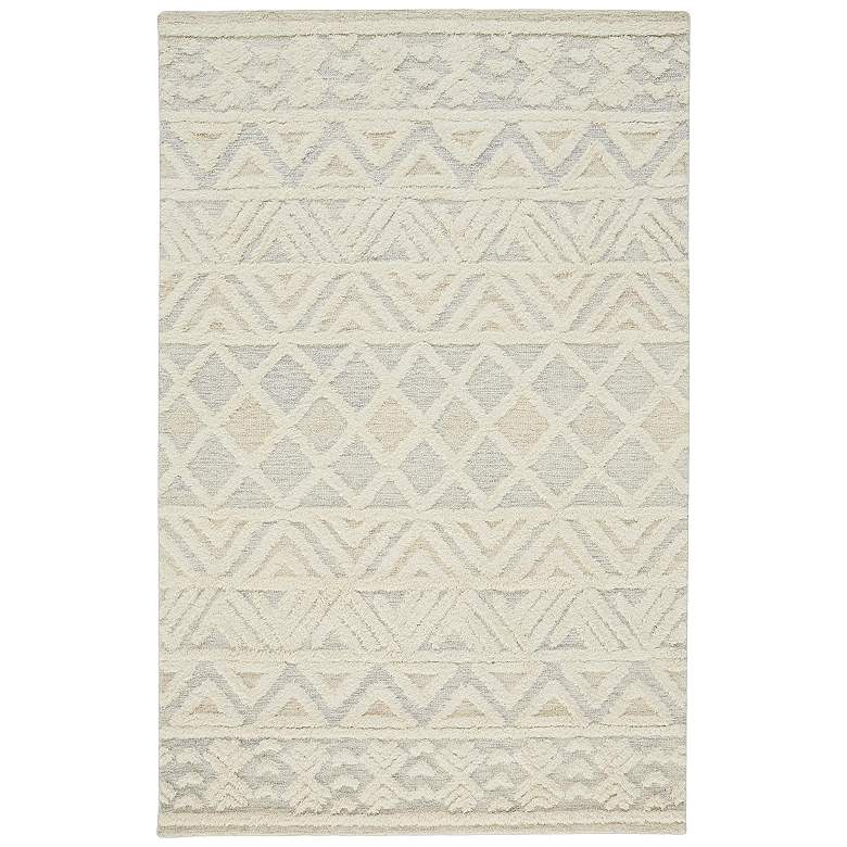Image 1 Anica Traditional Geometric Hand Tufted Ivory Area Rug 8005F
