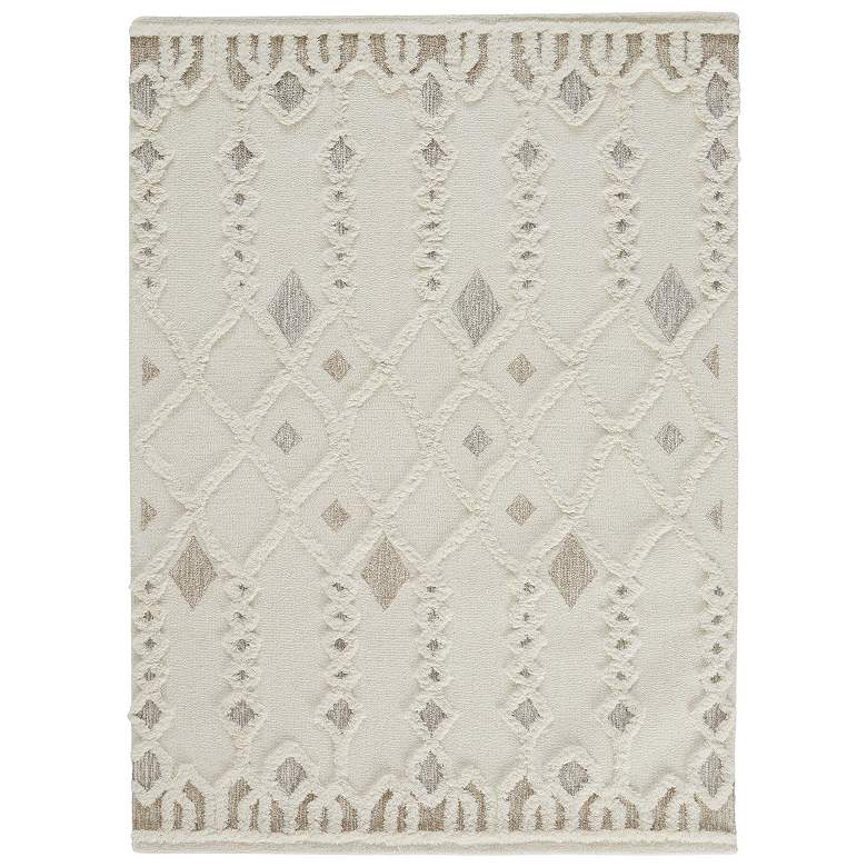 Image 1 Anica Transitional Trellis & Lattice Hand Tufted Ivory Area Rug 8011F